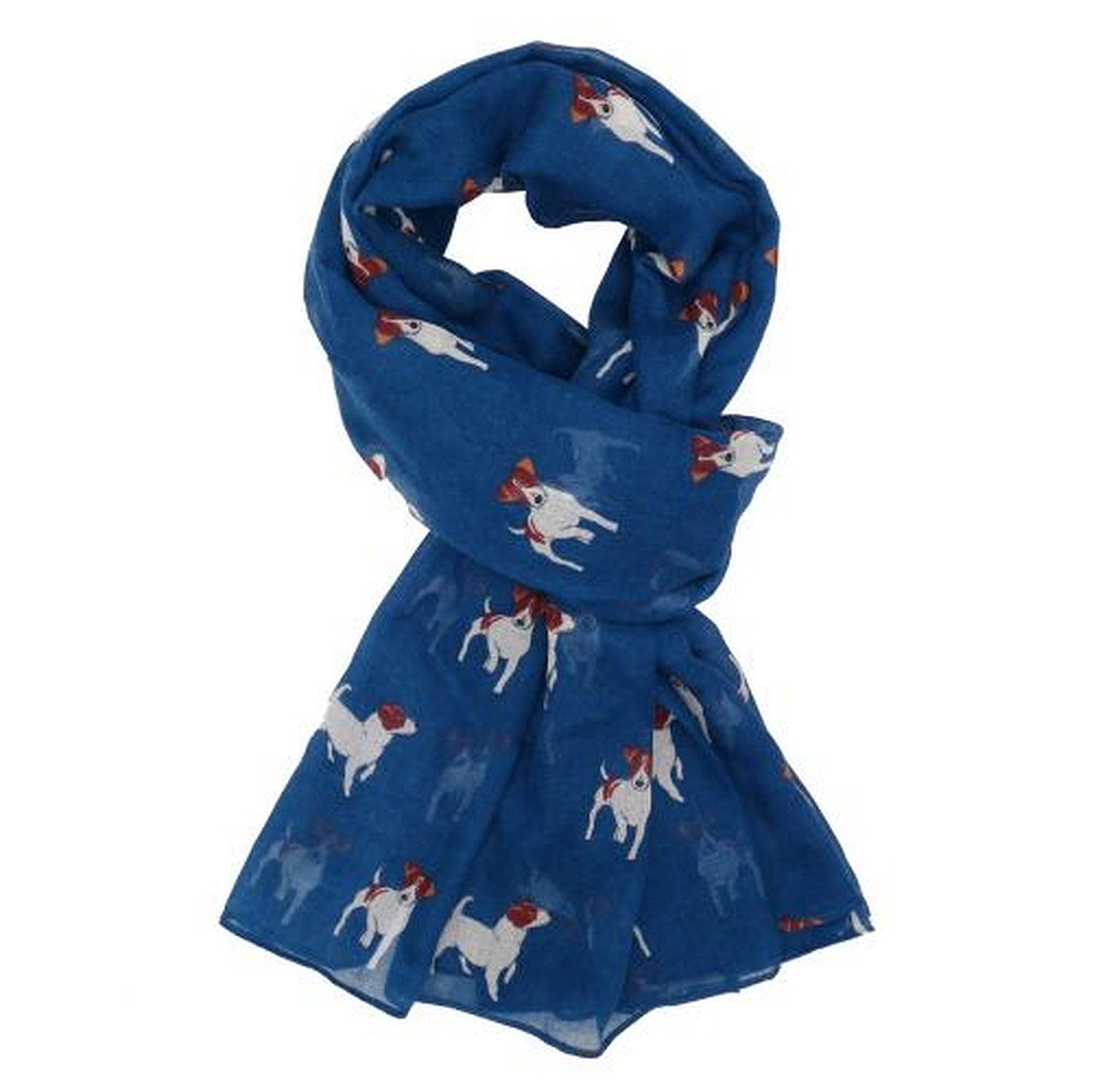 GFM® Women's Jack Russell Dogs Print Scarf - Spring Summer - JR-23-Blue- (PSCF-FLD-JR-23-GHNL)