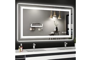 Snowdool LED Bathroom Mirror, 40"x24" with Front and Backlit, Anti-Fog, Bathroom Vanity Mirror for Wall, Memory Function, Stepless Dimmable, Tempered Glass (Horizontal/Vertical)