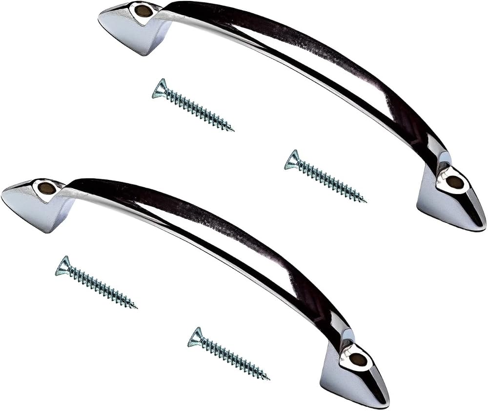TERF 2 Pack Traditional Polished Chrome D Shape Front Fix Pull Handle 100mm
