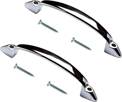 TERF 2 Pack Traditional Polished Chrome D Shape Front Fix Pull Handle 100mm