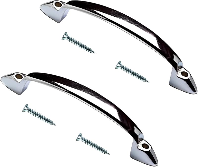 TERF 2 Pack Traditional Polished Chrome D Shape Front Fix Pull Handle 100mm