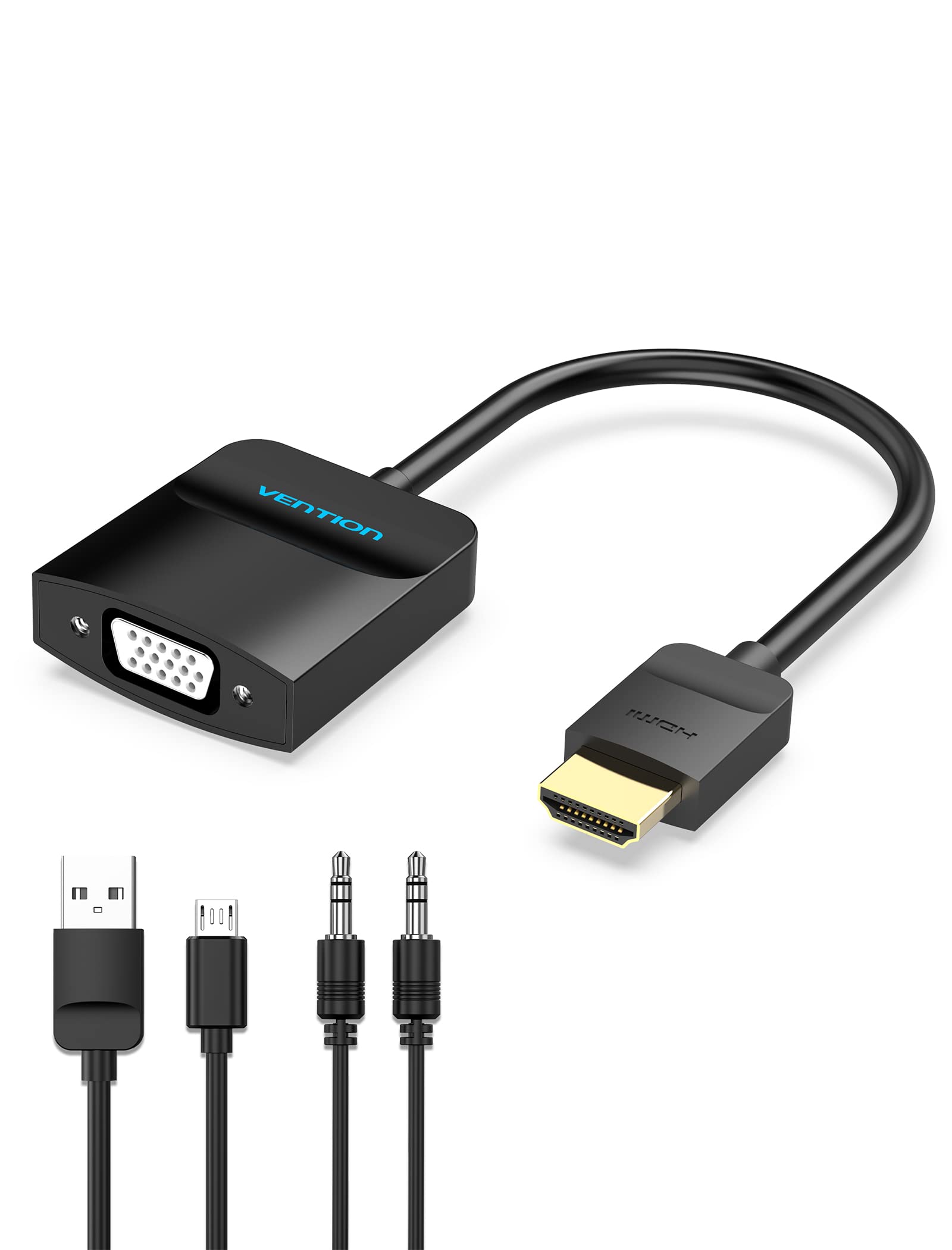 VENTION HDMI to VGA Adapter 1080P HDMI (Computer,Laptop) to VGA (TV,Display,Projector) Cable Video Converter for Laptop to HDTV Projector, with Audio&Power Supply port