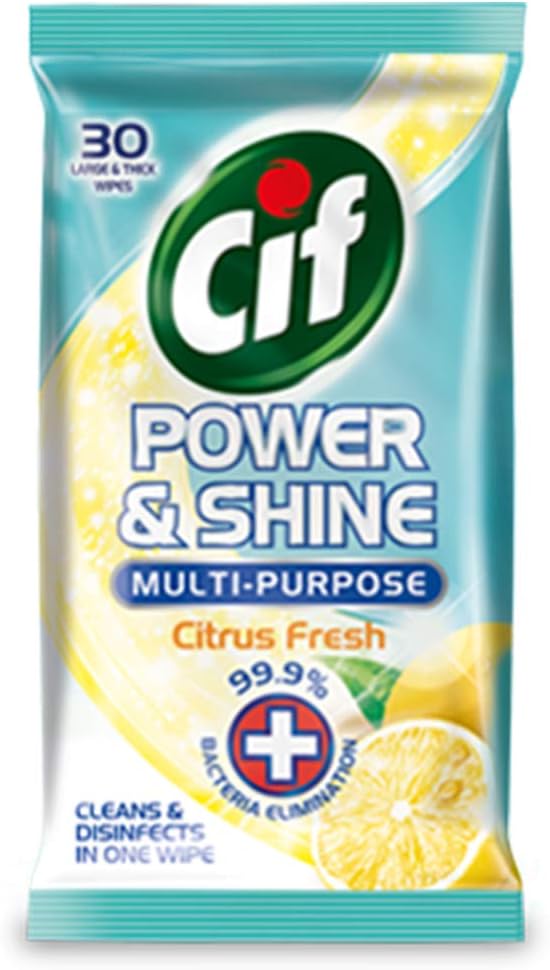 VIM Power & Shine Anti-Bacterial Anti-Viral Clean Wipes. 30 Count, Pack of 3