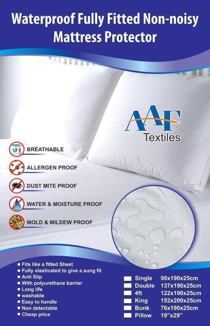 Aaf Textiles King Waterproof Fitted Sheet Mattress Protector Non Noisy Breathable|Anti Allergy|Anti Dust Mite|Anti Sneezing|Anti Itching|Wipe off with Wet cloth (Waterproof Fitted Sheet, King)