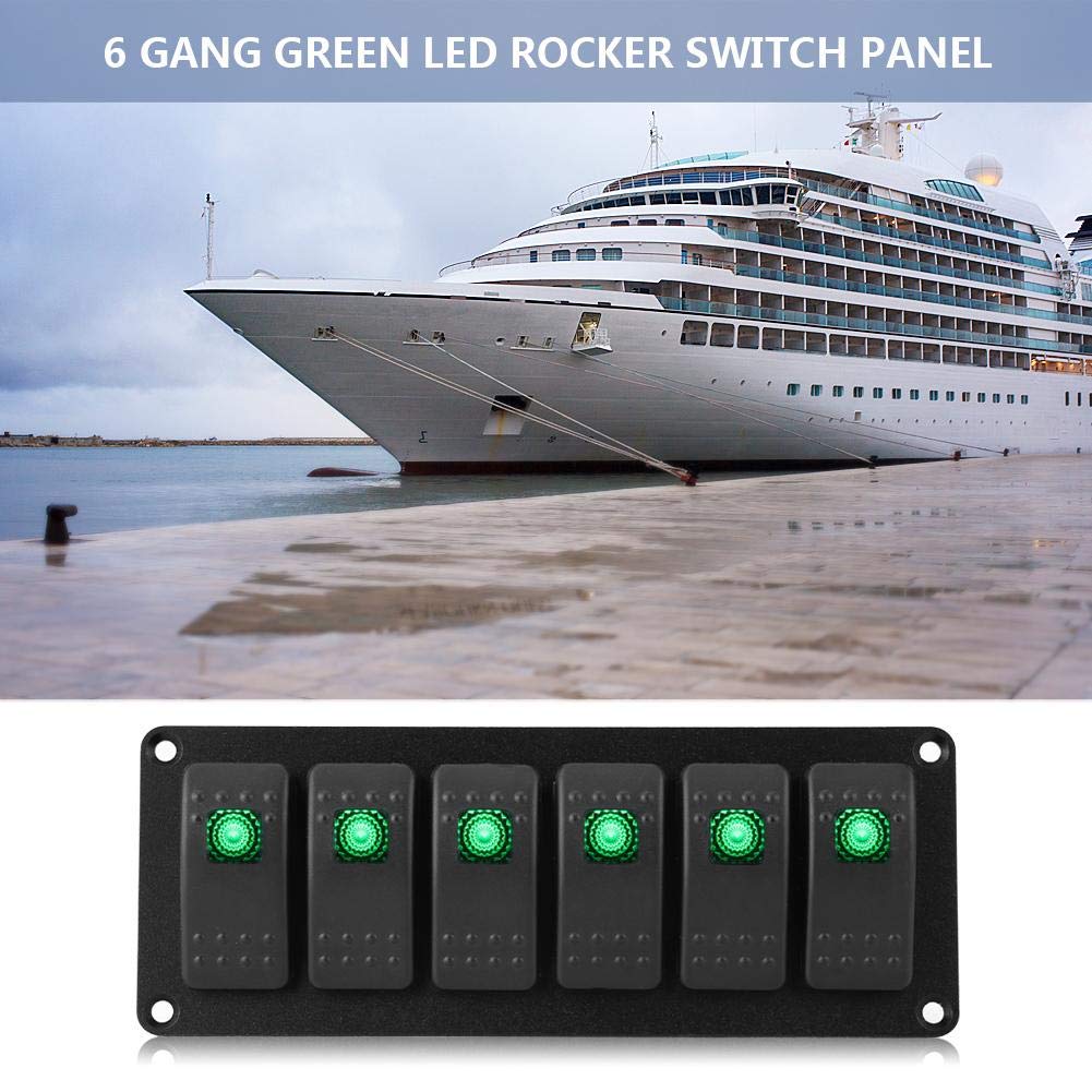 Marine Boat Rocker Switch Panel 12-24V 6 Gang Rocker Switch Panel Waterproof for Trailer Car RV Boat Yacht Marine(Orange)