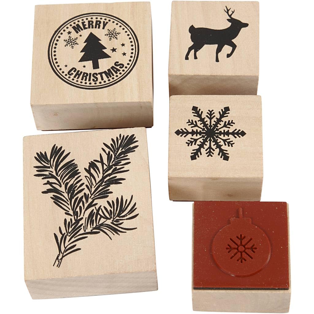 Creative 27573 Rubber Stamps Set, 26 mm Height, Christmas, 5 Mixed