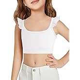 Haloumoning Girls Training Bra Kids Cute Ruffle Sports Bra Workout Yoga Bra Comfort Dance Crop Top