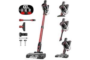 VOKENE Cordless Vacuum Cleaner, 33Kpa Vacuum Cleaners for Home, 8-in-1 Anti-Tangle Stick Vacuum with LED Display, 3 Modes Suction, Lightweight Vacuum for Hardwood Floor/Carpet/Pet Hair
