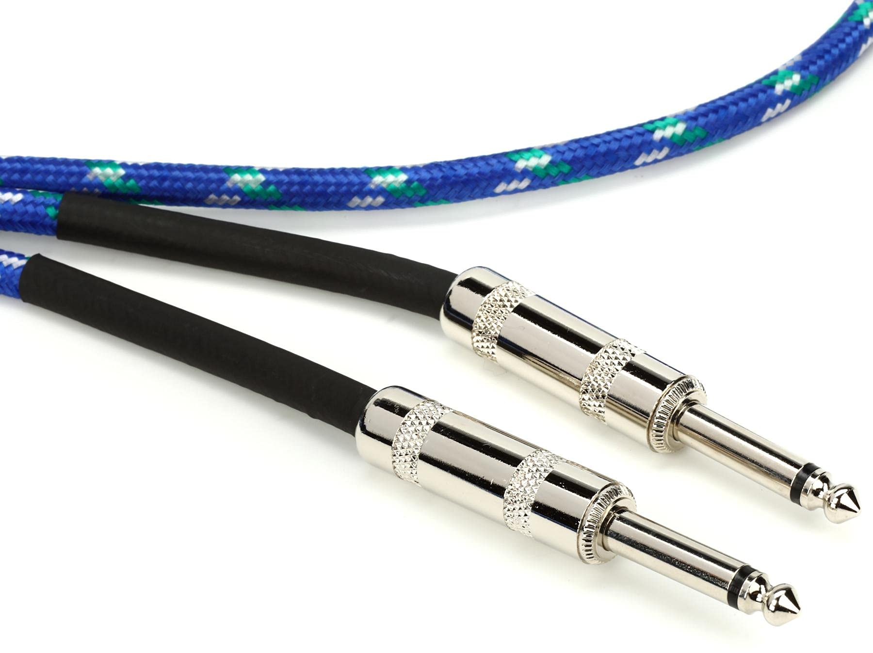 HOSA 3GT-18C2 Guitar Cable, Blue/Green/White Cloth Jacket - 18 Feet