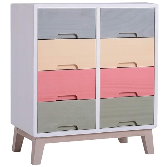Wooden 8 Chest of Drawers Storage Bedside Table Multicoloured Hallway