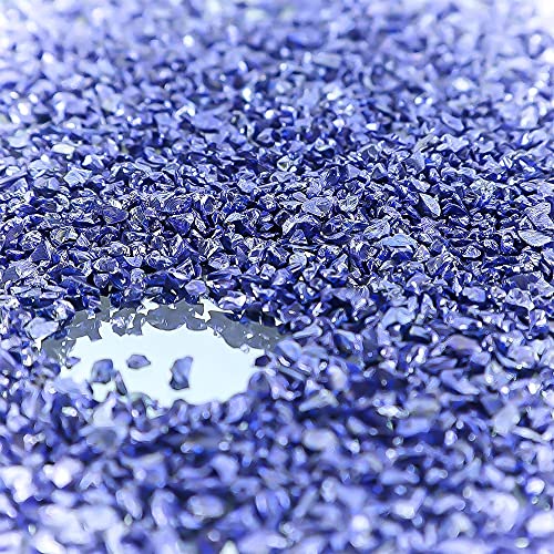 50g Crushed Glass Sequins Glitter Sz 2-4mm Irregular Broken Chips Sprinkles Chunky Shiny for Art Craft, Mold Epoxy Resin Jewelry, Nail Art, Scrapbooking, Vase Filler, Home Decoration Supplies (Blue)