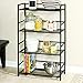 Flipshelf-Folding Metal Bookcase-Small Space Solution-No Assembly-Home, Kitchen, Bathroom and Office Shelving-Black, 4 Shelves, Wide
