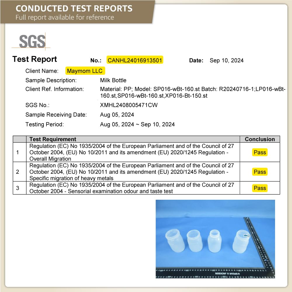Maymom Wide Neck Breastmilk Collection n Storage Bottle 5.4 oz; Re-markable SureSeal Disc. Fits Spectra S2 Spectra S1 Spectra 9 Plus.
