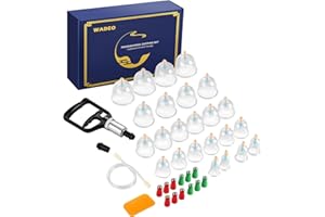 Cupping Therapy Set, WADEO Cupping Kit for Massage Therapy with 24 Pcs Professional Silicone Cupping Therapy Cups, Suction Cu