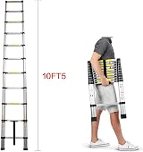 Lucn Telescopic Loft Ladder 3.2m 11 Steps Stainless Steel Extendable view 4