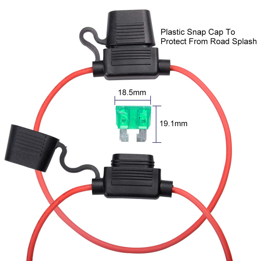 FICBOX 10 Pack Car In-line Fuse Holder 14 AWG Wiring Harness ATC/ATO Blade Automotive Fuse Holder with 10pcs 30A Standard Fuse