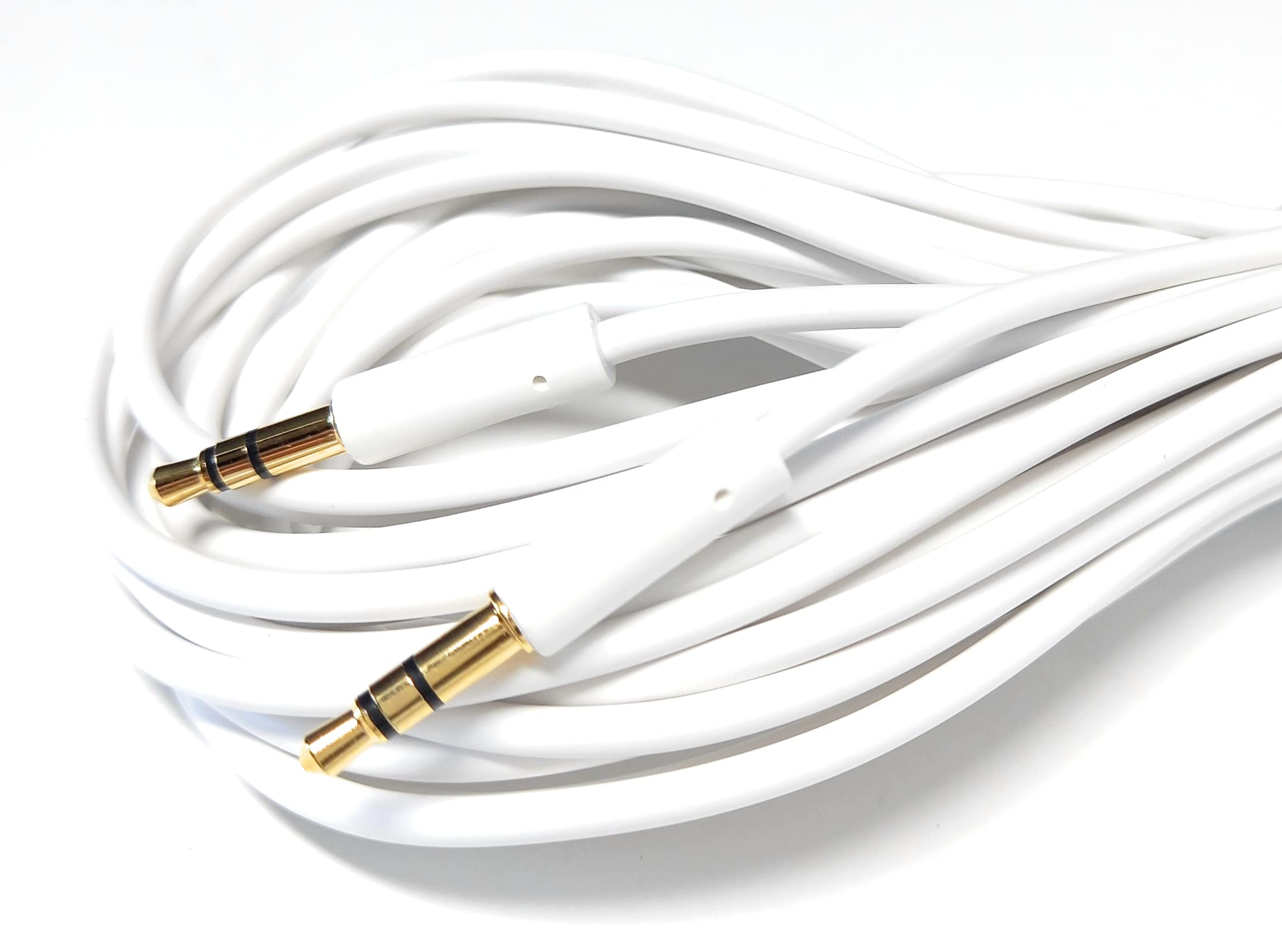 DRUT 7.5m 3.5mm Stereo Audio Jack Plug to Plug, Male to Male AUX, Slim Flexible Lead Cable 24.6ft White