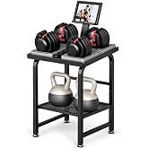 Dumbbell Rack Weight Stand Fits For Adjustable Weight With Media Rack | 500lbs Load up Heavy Duty Kettlebell Stand for Home Gym