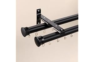 Double Curtain Rods Wall Mounted Curtain Track 4 6 8 10 12 14 16 18ft Roman Rod for Curtain Double Rails System with Silent R