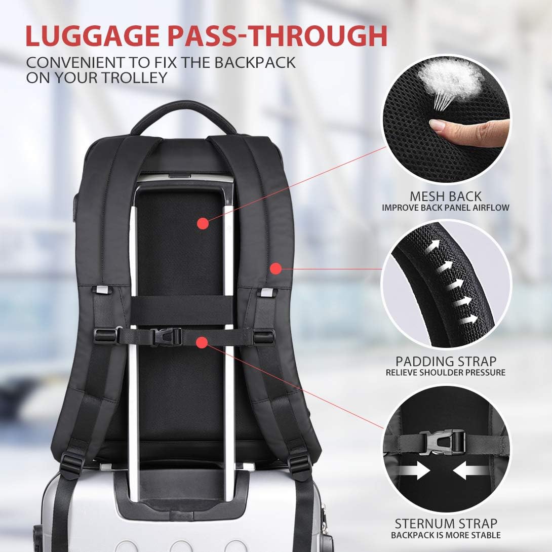 OlarHike Laptop Backpack with USB Charging Port and Thick Padded Sleeve Water Resistant College School Computer Backpack Fits up 15.6 Inch Laptop for Men Women: Electronics