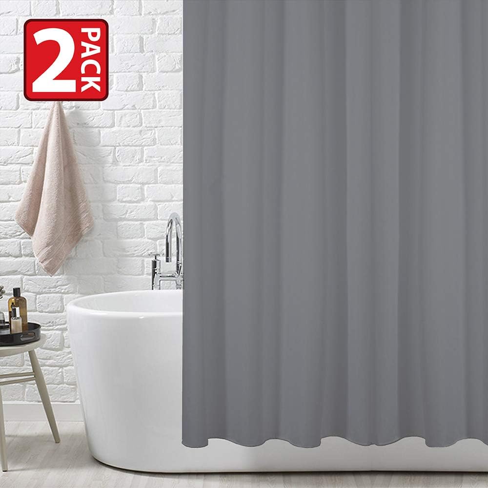 ANSIO Shower Curtain for Bathroom - Mould and Mildew Resistant - Charcoal Grey, 180 x 180 cm (71 x 71 Inch) - Pack of 2 - Image 3