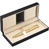 Penneed Ballpoint Pen with Gift Box, Retractable Pen for Men Women Executive Business Office School Supplies, Refillable 1.0mm Black Ink B5 (Gold)