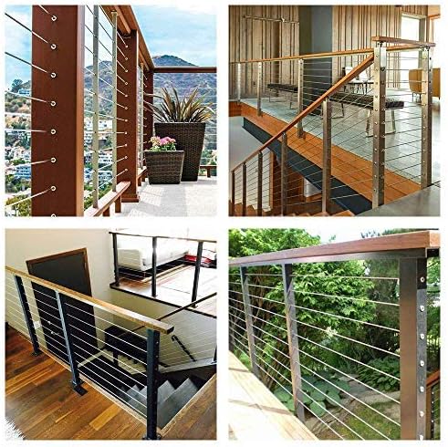 10 Pack Cable Railing Kits Stainless Steel Heavy Duty for Wood Posts Stair Handrail DIY Balustrade Kit Cable Wire Fence