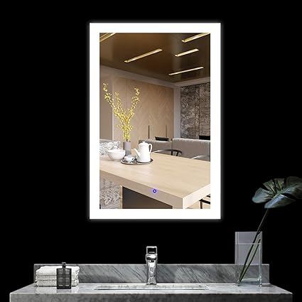 Infinite Reflections Bathroom Smart Backlit Lighted Mirror with Touch Switch, Very Light White Color Make Up Vanity Mirror- 18 x 24 Inch