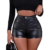 hibshaby High Waisted Faux Leather Shorts for Women Sexy Faux Leather Shorts Summer Shorts