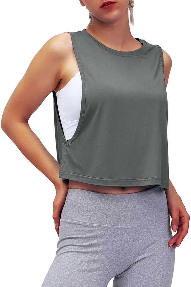 Mippo Cropped Workout Tops for Women Mesh Back Womens Workout Tops Muscle Tank at  Women’s Clothing store