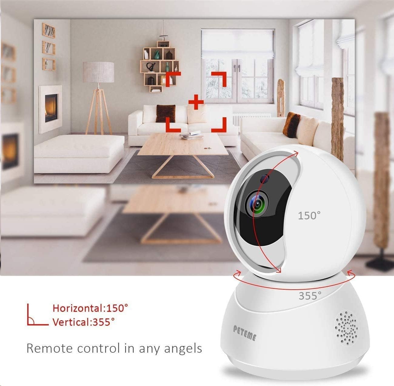 Baby Monitor, Peteme 1080P WiFi Baby Monitor with Camera and Audio 2-Way Audio with Night Vision Cloud Service Available Security Camera Compatible with iOS/Android: Camera & Photo