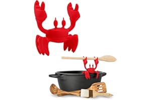 Lqucwepp Red The Crab Utensil Rest,Spoon Rest Repose Cuillère,Cooking Gifts,Heat-Resistant Steam Releaser,Non-Slip Spoon Hold
