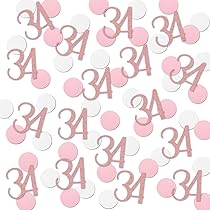 Amazon.com: Rose Gold 34 Confetti, 34th Glitter Birthday Number 