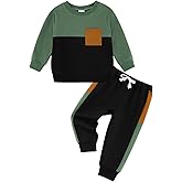 URMAGIC Toddler Baby Boy Outfits Clothing Sets Color Block Long Sleeve Sweatshirt Pants Fall Winter Clothes Set