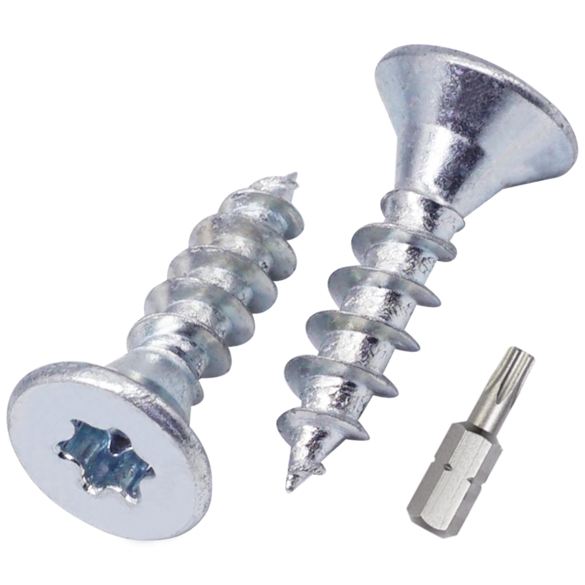 SKIR'CO (50 pcs) Zinc Plated Steel Wood Screws 5.0 x 20 mm, Torx Head, Countersunk Head, Chipboard Screws, Fully Threaded
