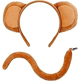 Beviliu Monkey Ears and Tail Set 2 Pieces Monkey Costume Accessories, Realistic Animal Ears Headbands For Adults Party Cosplay Halloween