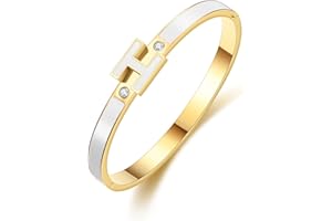 Hothink H Bracelets for Women,H Bangle Bracelets,Dainty 18K Gold Plated Bracelet,Easter Christmas Mothers Day Gifts for Womens