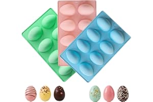 Egg Shaped Silicone Molds for Baking - Easter Egg Molds for Chocolate, Cake, Jello, Ice Cream -3 Pack Non-Stick 3D Egg Cavity