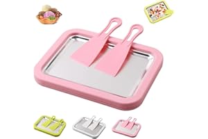 At Home Rolled Ice Cream Kit, Instant Freeze Plate with 2 Scrapers, Homemade DIY Frozen Mini Rolled Ice Cream Tray Plate,Stai