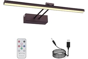 RAIFOOLLY Picture Lights for Paintings,Wireless Picture Light with Brightness Dimmable,16 in Rechargeable Picture Light,Full Metal Art Light for Display Dartboard Artwork Frame Portraits-Bronze.