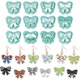 ORIGACH 12 Pcs Bow Shape Polymer Clay Cutters, Bow with Sports Ball Pattern Design Clay Cutters for Polymer Clay Jewelry Earrings with a Clear Storage Box