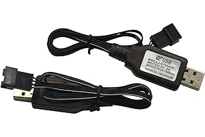 Blomiky 2 Pack 7.4V / 2 x 3.7V 400mA USB Charger Cable with SM-4P 4 pin Plug for Old Version UDI001 UDI008 UDI009 and HJ808 RC Boat Battery UDI001 USB 2