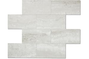 OYASIMI 10 Sheets Gray Stone PVC Subway Tiles Peel and Stick Backsplash,12''Heat Resistant Stick on Tiles for Kitchen,Waterproof Peel and Stick Wall Tiles for Bathrrom