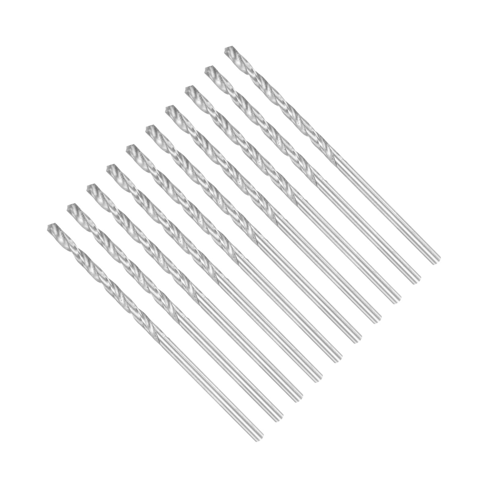 CoCud Twist Drill Bits, 2.15mm Cutting Diameter 0.08" Shank 57mm Length, High-Speed Steel Jobber Bit Set (Applications: for Metal Wood Plastic), 10-Pieces