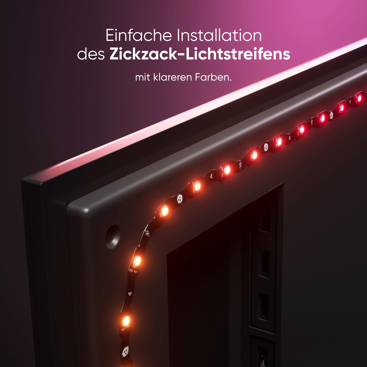Nanoleaf 4D V2 Screen Mirror Zickzack Lightstrip Kit für TV/Fernseher bis zu 65 Zoll (165 cm) - Smart RGBW LED Streifen Hintergrundbeleuchtung + Kamera, Funktioniert mit Alexa Apple 4