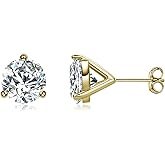 Stud Earrings 925 Sterling Silver Cubic Zirconia Stud Earrings Round Cut 2ct-4ct Simulated Diamond CZ Stud Earrings for Women Men Jewelry Gifts