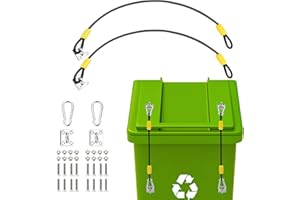 OGANAZI 2 Pack Outdoor Trash Can Lid Locks - Heavy Duty Garbage Can Lock for Animals, Bear Proof Lid Locks Metal Universal Trash Bin Locks, Sturdy Cord Coated Braided Wire Rope, JMUS20248204