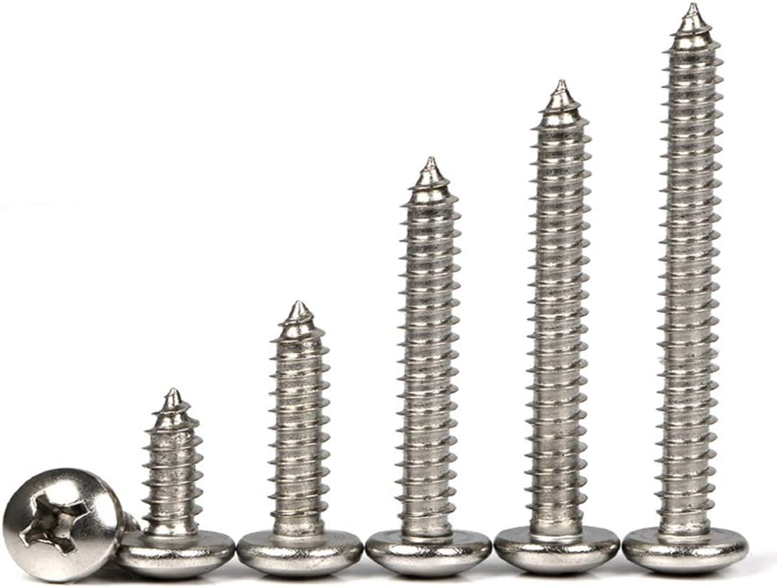 Drenky 100pcs M4 Stainless Steel Self Tapping Screws Phillips Pan Head Srews DIY Woodworking Screws (100PCS M4 x 30mm) - Image 5