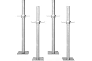 PISTAR 24" Adjustable Scaffold Leveling Jack 4 Pack Heavy Duty House Floor Screw Jacks Galvanized Screw Jack with Base Plate 