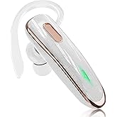 Bluetooth Headset V5.4, Wireless Bluetooth Earpiece with Built-in Dual ENC Mic 10Hrs Talk Time 180 Days Standby for Cell Phone Computer, Mute Buttons Hands-Free Headphones for Trucker/Business White